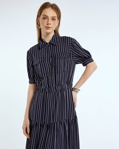 SIXDO Chiffon Flared Dress for Women